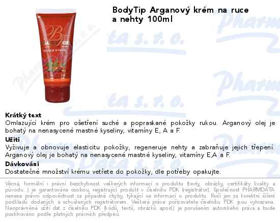 BodyTip ArganovĂ˝ krĂ©m na ruce a nehty 100ml