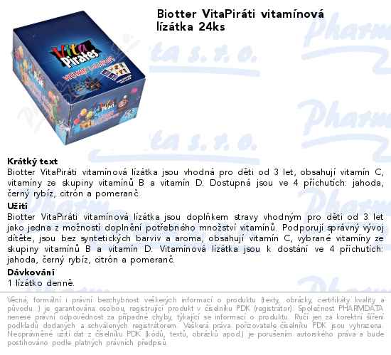 Biotter VitaPirĂˇti vitamĂ­novĂˇ lĂ­zĂˇtka 24ks