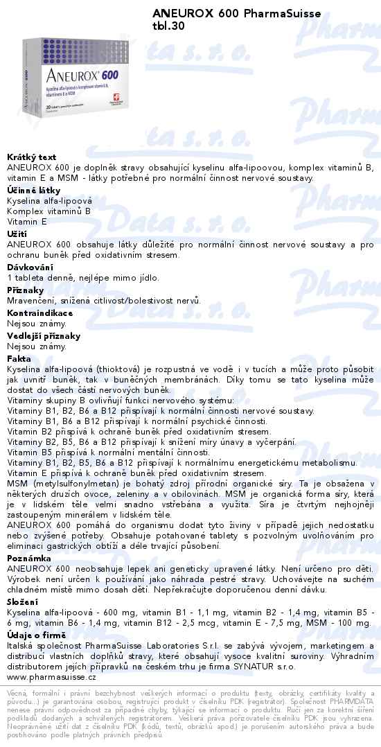 ANEUROX 600 PharmaSuisse tbl.30