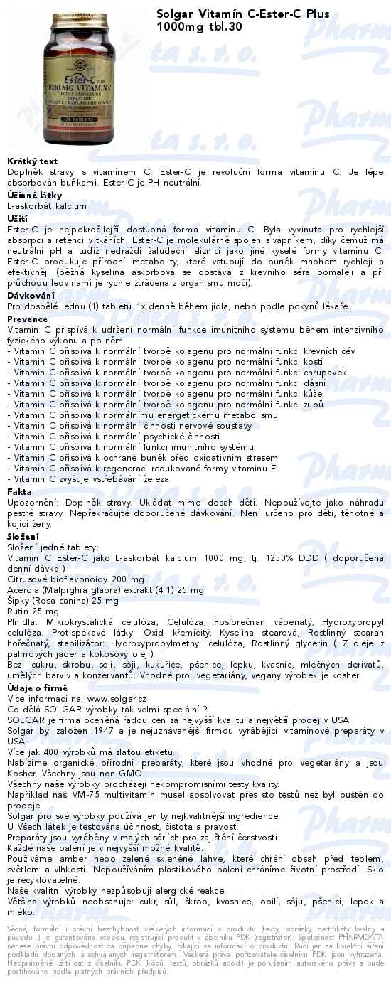 Solgar VitamĂ­n C-Ester-C Plus 1000mg tbl.30