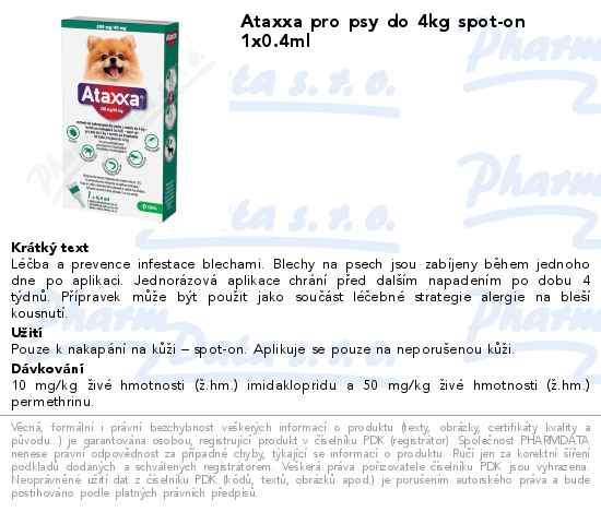 Ataxxa pro psy do 4kg spot-on 1x0.4ml