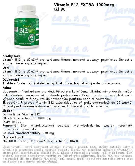 VitamĂ­n B12 EXTRA 1000mcg tbl.90