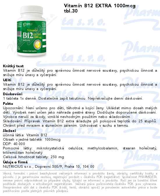 VitamĂ­n B12 EXTRA 1000mcg tbl.30