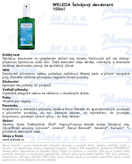 WELEDA Ĺ alvÄ›jovĂ˝ deodorant 100ml