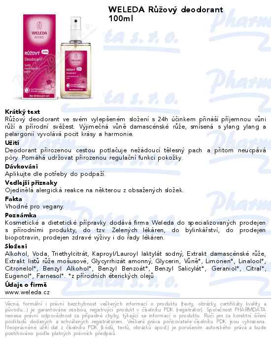 WELEDA RĹŻĹľovĂ˝ deodorant 100ml