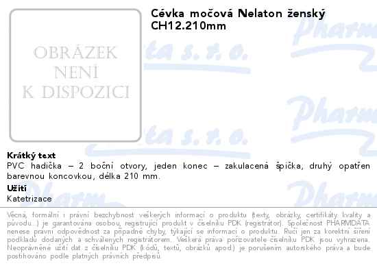 CĂ©vka moÄŤovĂˇ Nelaton ĹľenskĂ˝ CH12.210mm