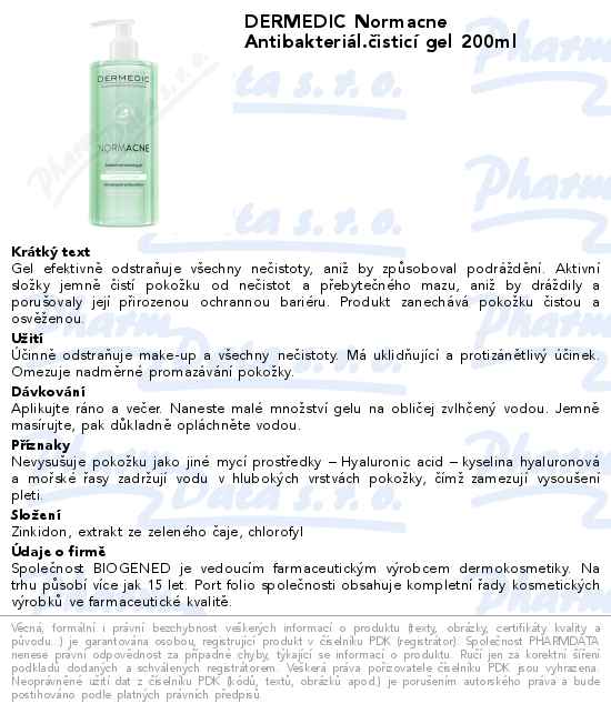 DERMEDIC Normacne AntibakteriĂˇl.ÄŤisticĂ­ gel 200ml