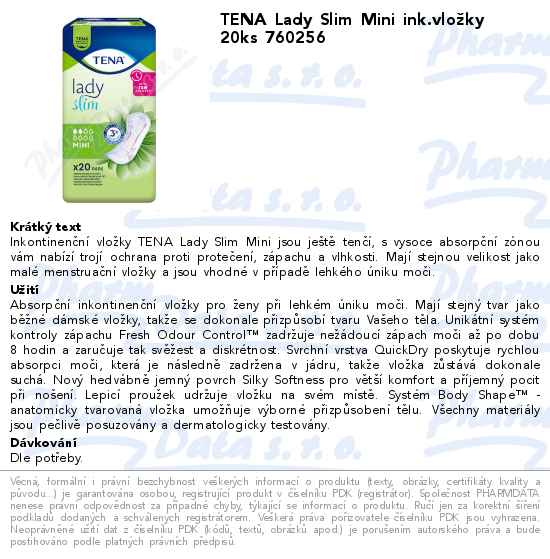 TENA Lady Slim Mini ink.vloĹľky 20ks 760256
