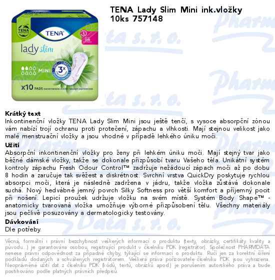TENA Lady Slim Mini ink.vloĹľky 10ks 757148