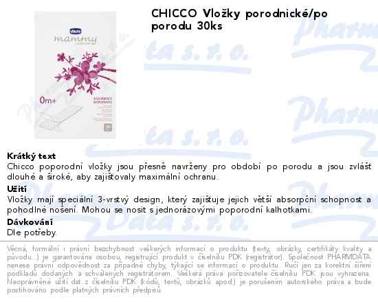 CHICCO VloĹľky porodnickĂ©/po porodu 30ks