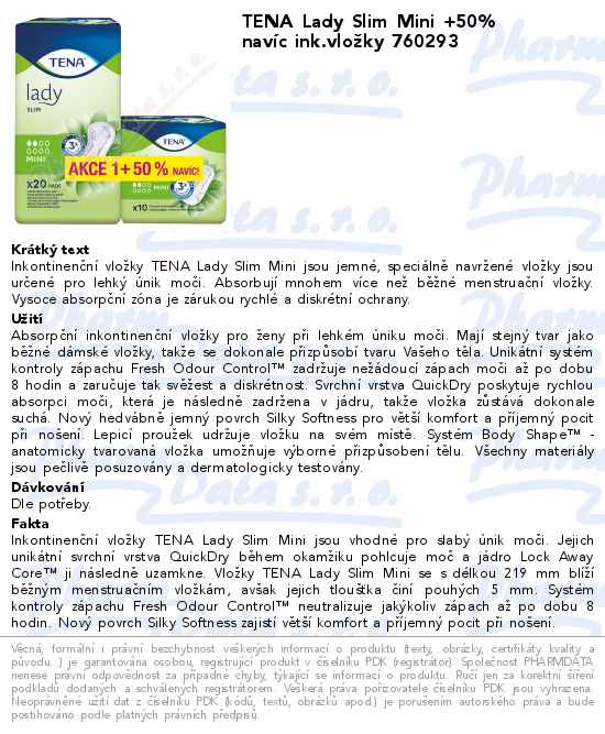 TENA Lady Slim Mini +50% navĂ­c ink.vloĹľky 760293
