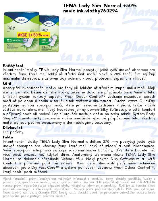TENA Lady Slim Normal +50% navĂ­c ink.vloĹľky760294