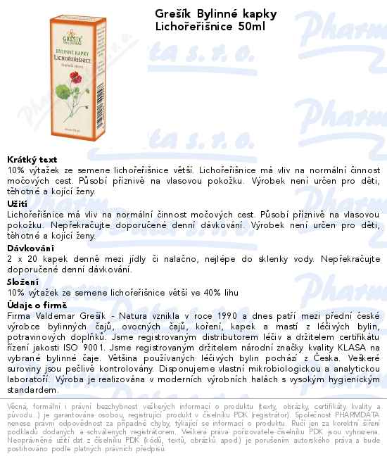 GreĹˇĂ­k BylinnĂ© kapky LichoĹ™eĹ™iĹˇnice 50ml
