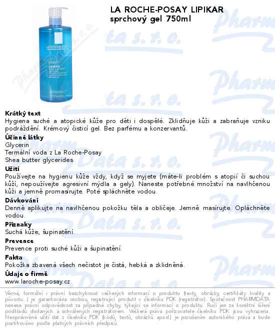 LA ROCHE-POSAY LIPIKAR SprchovĂ˝ gel 750ml