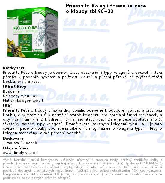 Priessnitz Kolag+Boswellie pĂ©ÄŤe o klouby tbl.90+30