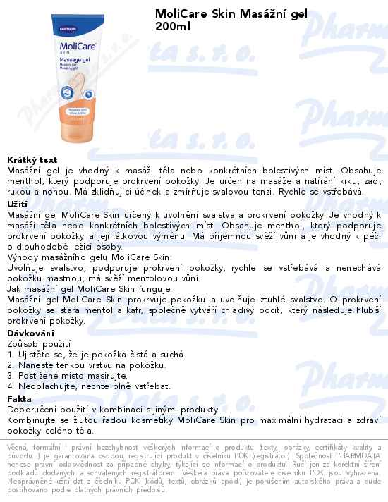 MoliCare Skin MasĂˇĹľnĂ­ gel 200ml (Menalind)