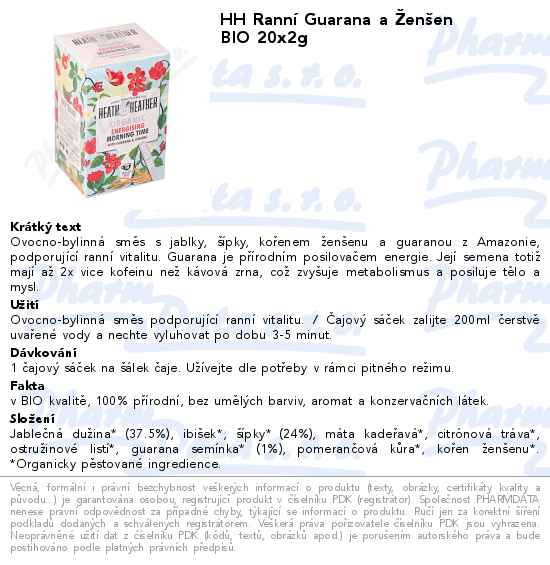 HH RannĂ­ Guarana a Ĺ˝enĹˇen BIO 20x2g