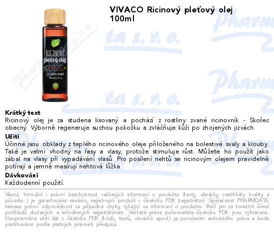 VIVACO RicinovĂ˝ pleĹĄovĂ˝ olej 100ml