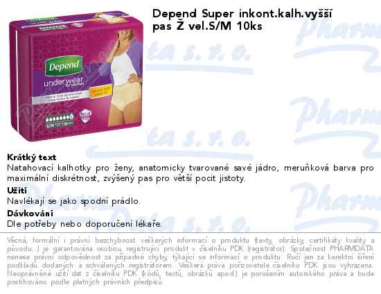 Depend Super inkont.kalh.vyĹˇĹˇĂ­ pas Ĺ˝ vel.S/M 10ks