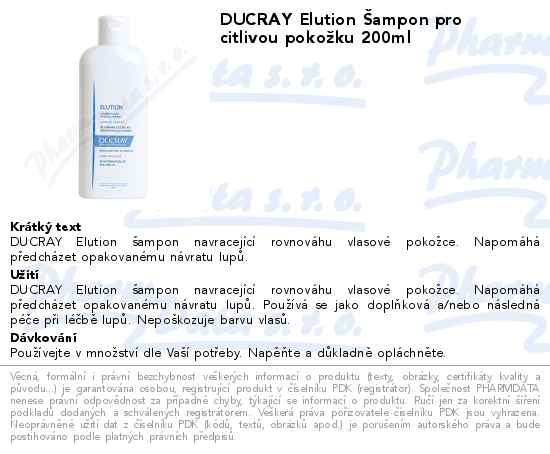 DUCRAY Elution Ĺ ampon pro citlivou pokoĹľku 200ml