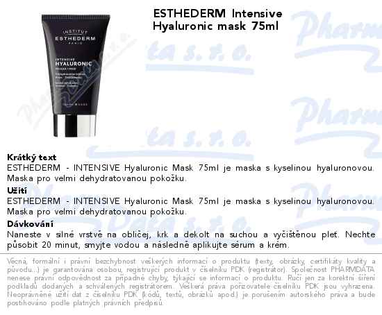 ESTHEDERM Intensive Hyaluronic mask 75ml