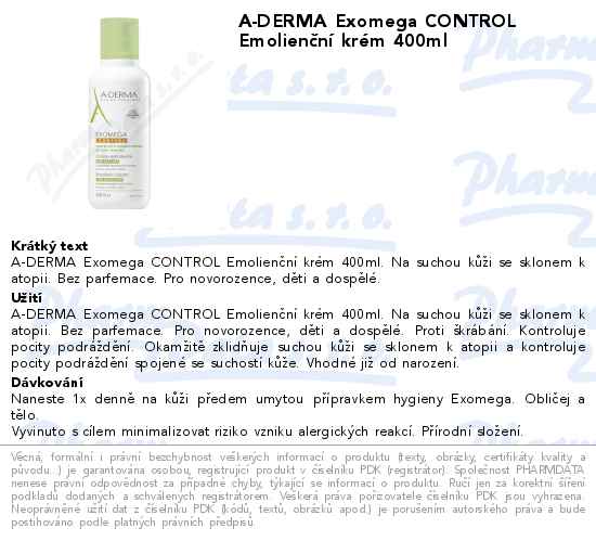 A-DERMA Exomega CONTROL EmolienÄŤnĂ­ krĂ©m 400ml