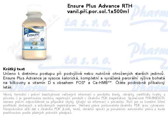 Ensure Plus Advance RTH vanil.pĹ™Ă­.por.sol.1x500ml