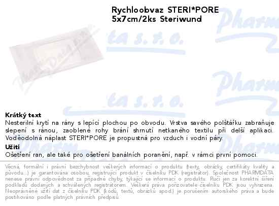 Rychloobvaz STERI*PORE 5x7cm/2ks Steriwund