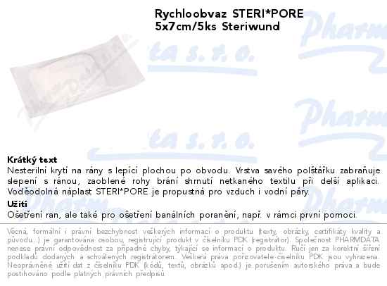 Rychloobvaz STERI*PORE 5x7cm/5ks Steriwund