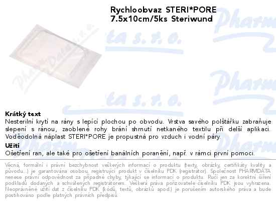 Rychloobvaz STERI*PORE 7.5x10cm/5ks Steriwund