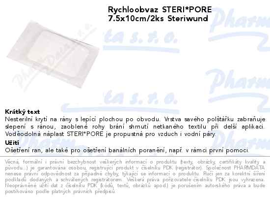 Rychloobvaz STERI*PORE 7.5x10cm/2ks Steriwund