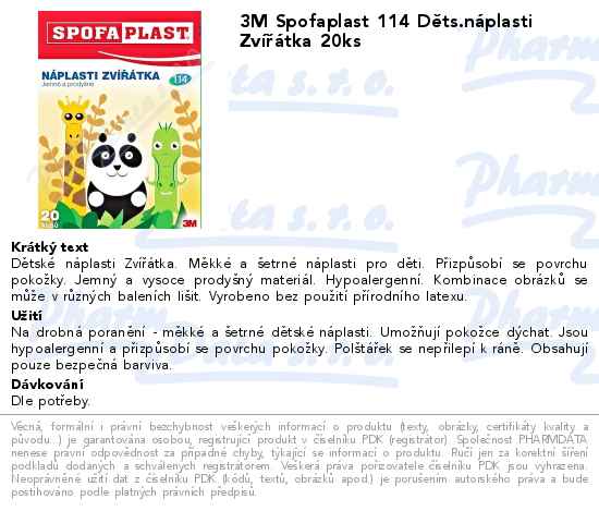 3M Spofaplast 114 DÄ›ts.nĂˇplasti ZvĂ­Ĺ™Ăˇtka 20ks