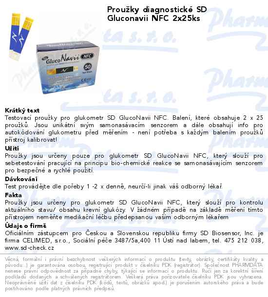 ProuĹľky diagnostickĂ© SD Gluconavii NFC 2x25ks