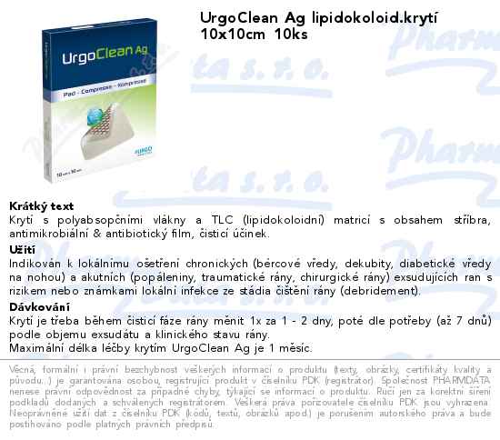 UrgoClean Ag lipidokoloid.krytĂ­ 10x10cm 10ks