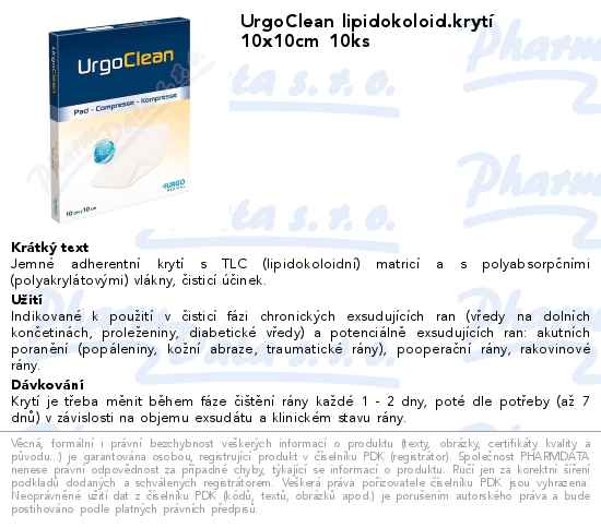 UrgoClean lipidokoloid.krytĂ­ 10x10cm 10ks