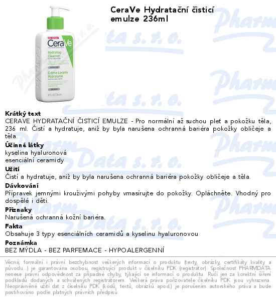 CeraVe HydrataÄŤnĂ­ ÄŤisticĂ­ emulze 236ml