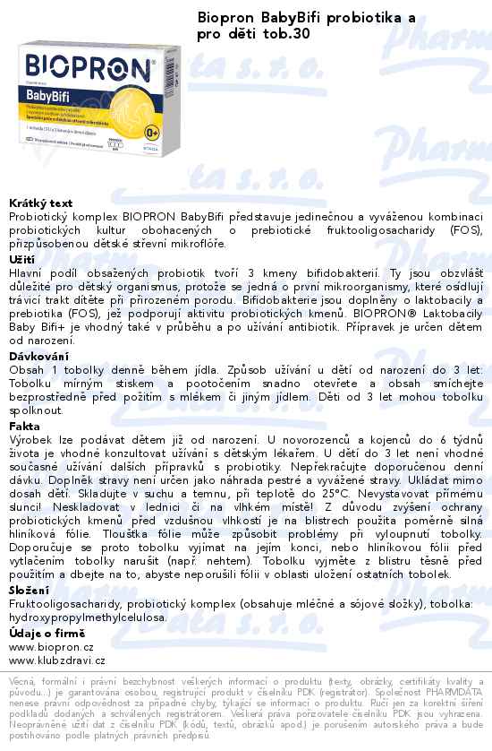 Biopron Laktobacily BabyBifi+ tob.30