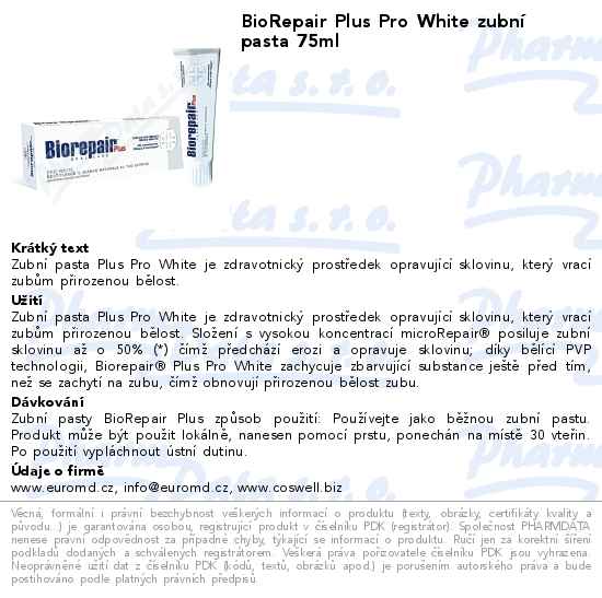 BioRepair Plus Pro White zubnĂ­ pasta 75ml