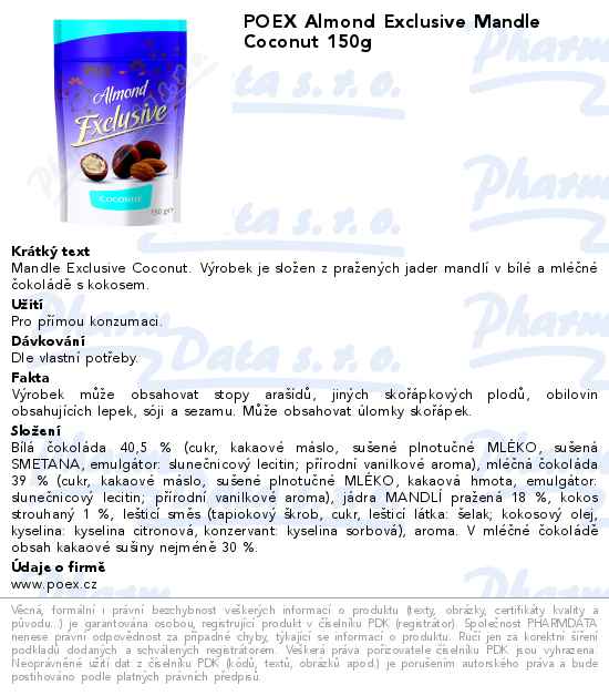 POEX Almond Exclusive Mandle Coconut 150g