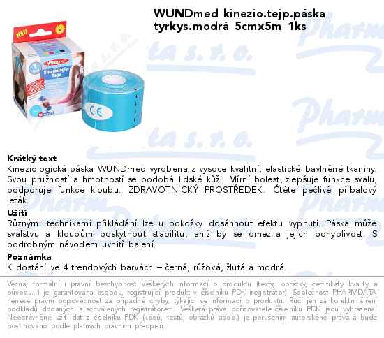 WUNDmed kinezio.tejp.pĂˇska tyrkys.modrĂˇ 5cmx5m 1ks