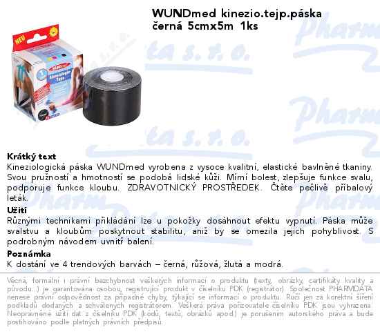 WUNDmed kinezio.tejp.pĂˇska ÄŤernĂˇ 5cmx5m 1ks