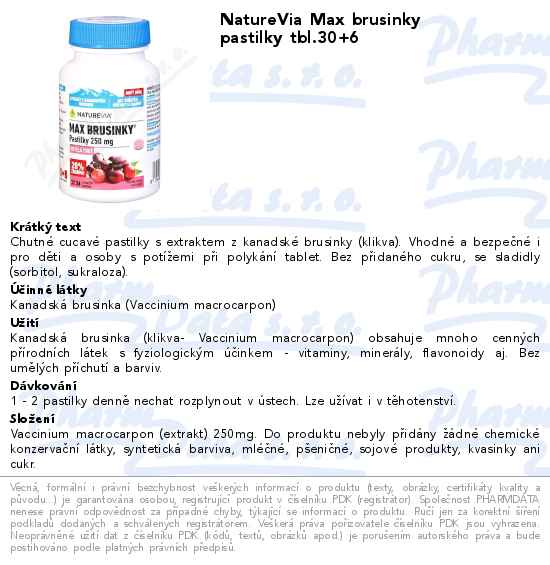 NatureVia Max brusinky pastilky tbl.30+6