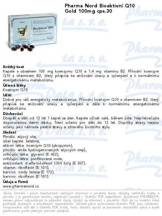 Pharma Nord BioaktivnĂ­ Q10 Gold 100mg cps.30