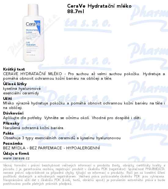CeraVe HydrataÄŤnĂ­ mlĂ©ko 88.7ml