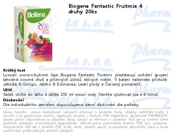 ÄŚaj Biogena Fantastic Fruitmix 4 druhy 20ks