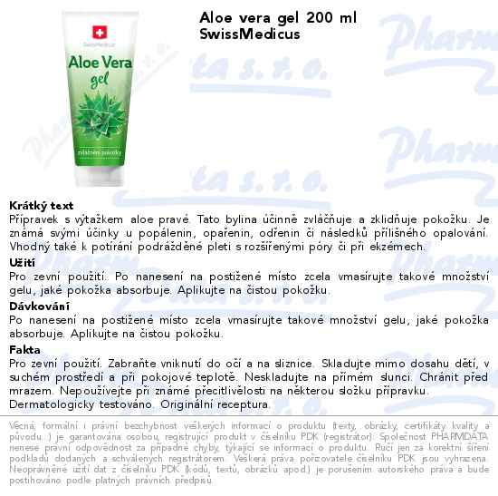 Aloe vera gel 200 ml SwissMedicus