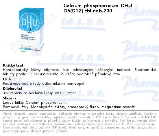 Calcium phosphorucum DHU D6(D12) tbl.nob.200