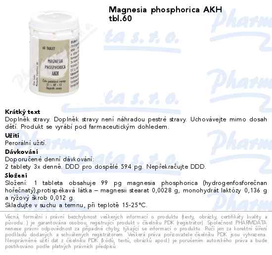 Magnesia phosphorica AKH tbl.60