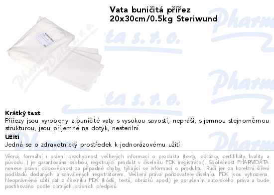 Vata buniÄŤitĂˇ pĹ™Ă­Ĺ™ez 20x30cm/0.5kg Steriwund