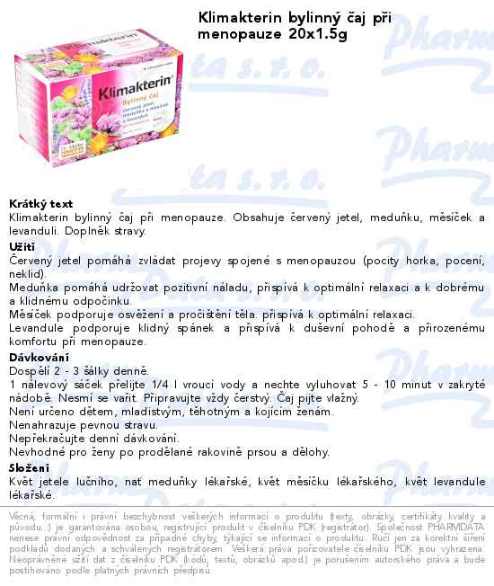 Klimakterin bylinnĂ˝ ÄŤaj pĹ™i menopauze 20x1.5g